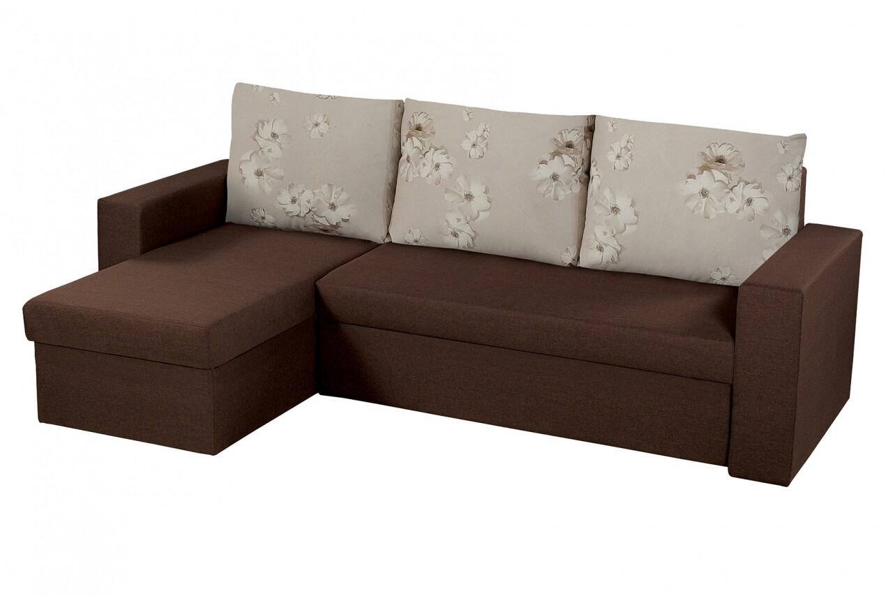 Coltar extensibil reversibil Oslo Dark Chocolate Daisies Flower, cu lada de depozitare, 247x148x78 cm - 1 | YEO