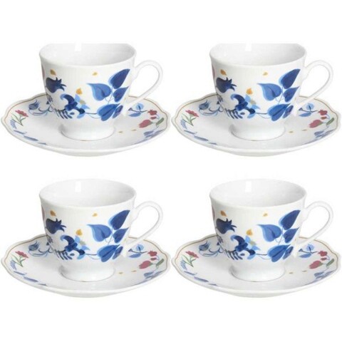 Set 4 cesti de cafea cu farfurie Poema Alchimia, Andrea Fontebasso, 200 ml, portelan, multicolor