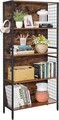 Biblioteca cu 4 rafturi, Vasagle 74 x 30 x 154.5 cm, PAL/otel, maro rustic