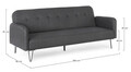 Canapea extensibila cu 3 locuri Bridjet, Bizzotto, 200 x 82 x 81 cm, lemn de eucalipt/otel/poliester, negru