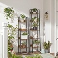 Biblioteca cu 5 rafturi Vasagle Ladder, 33.8x30x170 cm, PAL/otel, maro/rustic