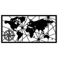 Decoratiune de perete, World Map Large 2, Metal, Dimensiune: 120 x 60 cm, Negru