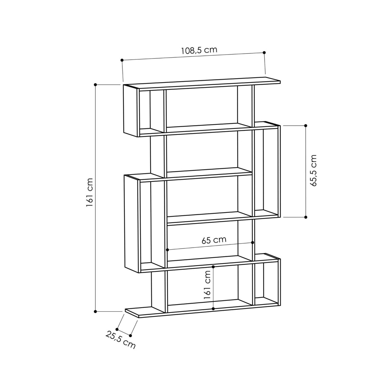 Biblioteca Mito, Homitis, 108.5x25.5x161 cm, alb - 2 | YEO