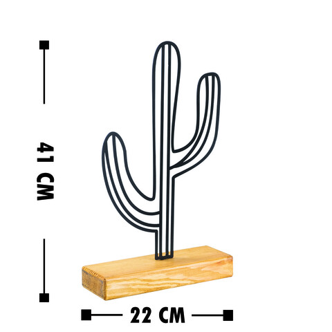 Decoratiune, Cactus, 22x41x4 cm, Metal, Negru