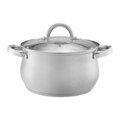 Oala cu capac Domingo, Domotti, 22 cm, 5.3 L, inox/sticla, argintiu