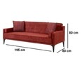 Canapea extensibila Doruk, Pandia Home, 195x80x80 cm, lemn, rosu