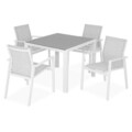 Set mobilier gradina/terasa Encore/Baria, 5 piese, 90x90x74 cm/56.5x62x86 cm, aluminiu, alb/gri