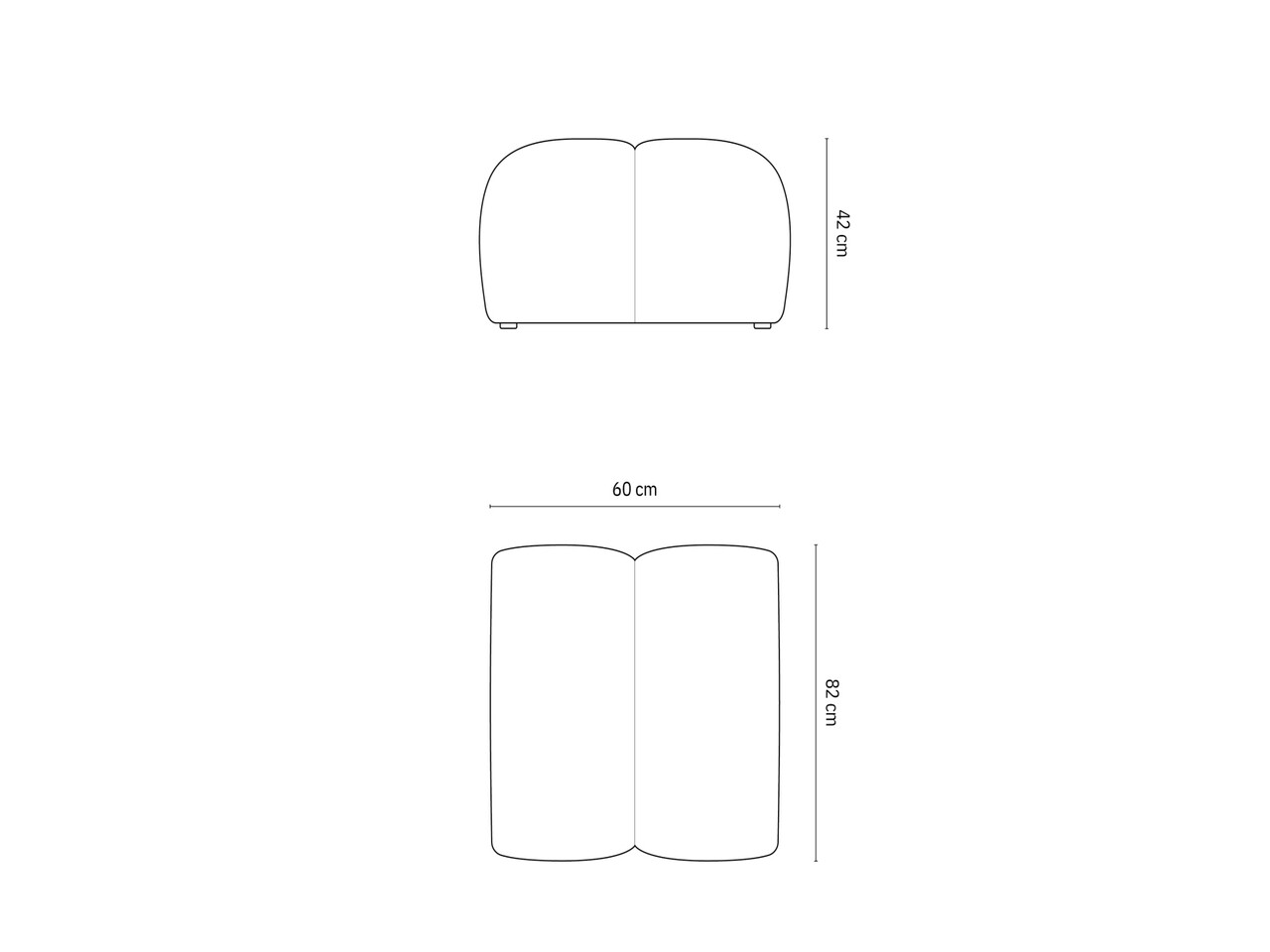 Taburet, Diana-192, Micadoni Home, 82x60x42 cm, catifea structurata, gri deschis