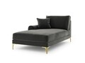 Sezlong living stanga, Madara, Mazzini Sofas, gold legs, 102x182x90 cm, catifea, gri inchis