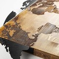 Decoratiune de perete, World Map, 50% lemn/50% metal, Dimensiune: 83 x 35 cm, Nuc / Negru