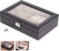 Organizator pentru ceasuri si ochelari, 30x21x8 cm, lemn, negru