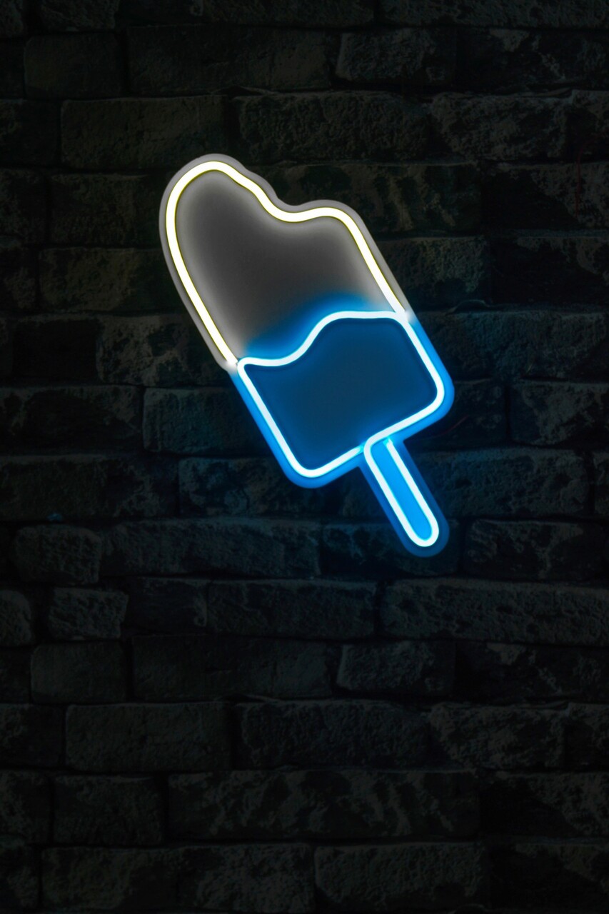 Decoratiune luminoasa LED, Ice Cream, Benzi flexibile de neon, DC 12 V, Alb/Albastru - 1 | YEO