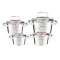 Set oale 8 piese Selection, Ambition, 16/18/20/24 cm, 1.6 L/2.2 L/3.2 L/5.3 L, inox/sticla, argintiu/transparent