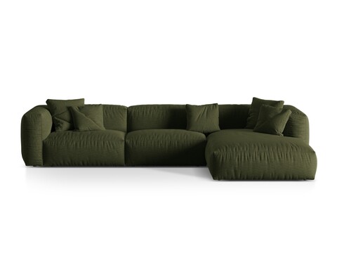 Coltar modular dreapta 3 locuri, Martina-169, Micadoni Home, 332x176x75 cm, tesatura structurata catifelata, verde