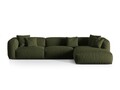 Coltar modular dreapta 3 locuri, Martina-169, Micadoni Home, 332x176x75 cm, tesatura structurata catifelata, verde