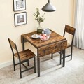 Masa pliabila pentru dining Vasagle, 2-4 persoane, 84.5-120x78x75 cm, PAL/otel, maro rustic