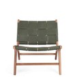 Scaun Joanna, Bizzotto, 65 x 79 x 69 cm, lemn de tec/piele naturala, verde