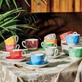 Set 4 cesti de cafea cu farfurie Sfera, Andrea Fontebasso, 250 ml, portelan, albastru