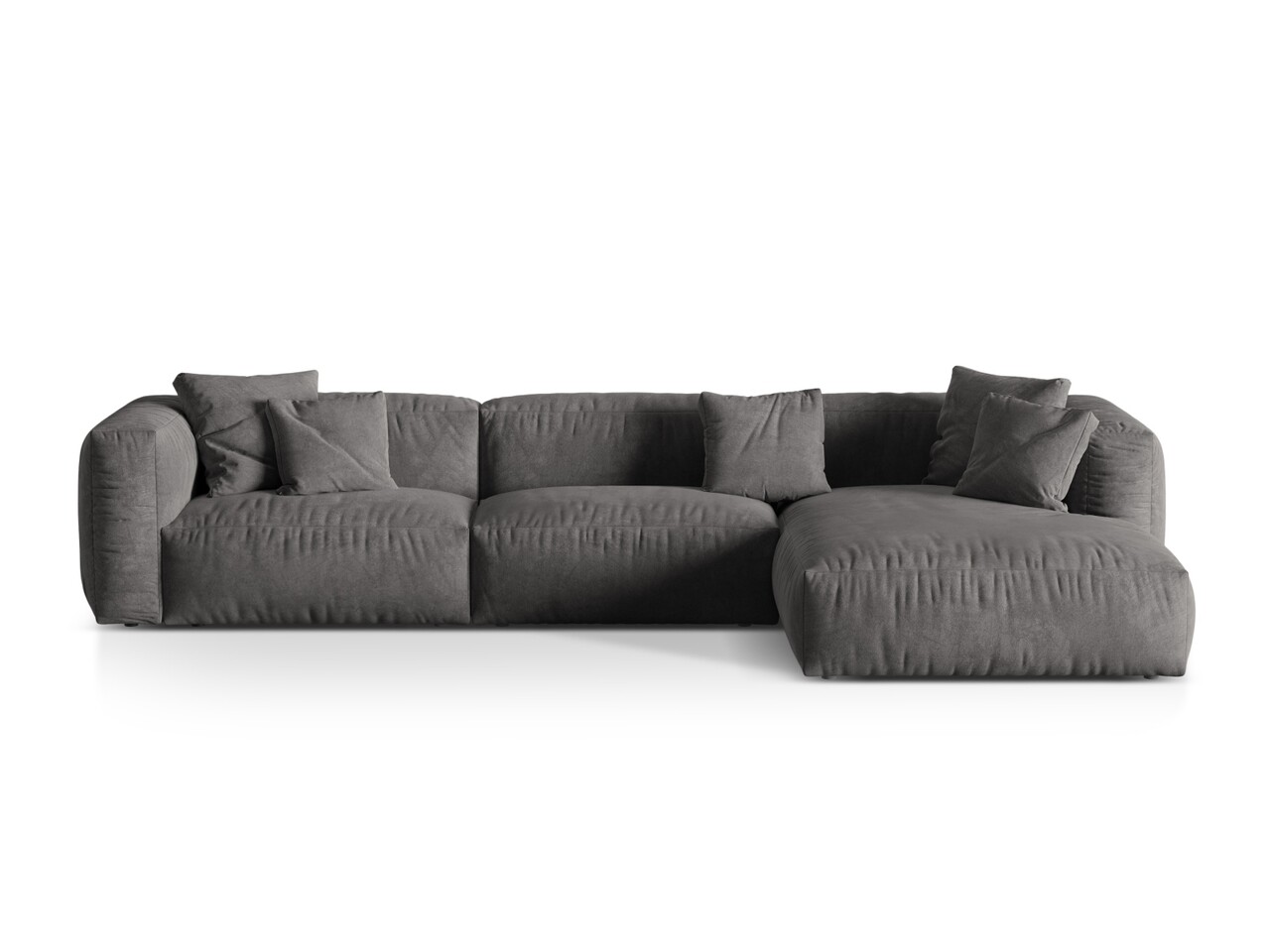 Coltar modular dreapta 3 locuri, Martina-120, Micadoni Home, 332x176x75 cm, catifea, gri - 1 | YEO