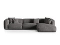 Coltar modular dreapta 3 locuri, Martina-120, Micadoni Home, 332x176x75 cm, catifea, gri