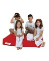 Set fotoliu dublu si 2 taburete pentru copii, Bean Bag, Ferndale, 100x50x40 cm, poliester impermeabil, rosu