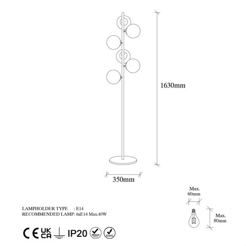 Lampadar, Fulgor, 942FLG1511, Metal, Vintage