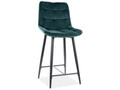 Scaun de bar Chic H-2 Velvet, Signal, 45x37x92 cm, catifea/otel, verde/negru