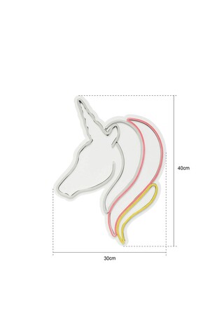 Decoratiune luminoasa LED, Unicorn, Benzi flexibile de neon, DC 12 V, Alb / Albastru / Galben