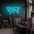 Lampa de perete World Map, Neon Graph, 66x38x2 cm, albastru