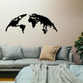 Decoratiune de perete, World Map Large Metal Decor, metal, 150 x 59 cm, negru