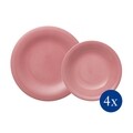 Set de masa 8 piese, Like Villeroy & Boch, Color Loop Rose, portelan premium, roz