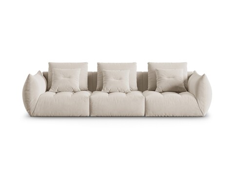 Canapea modulara 4 locuri, Bloom-184, Micadoni Home, 332x106x95 cm, catifea, ecru