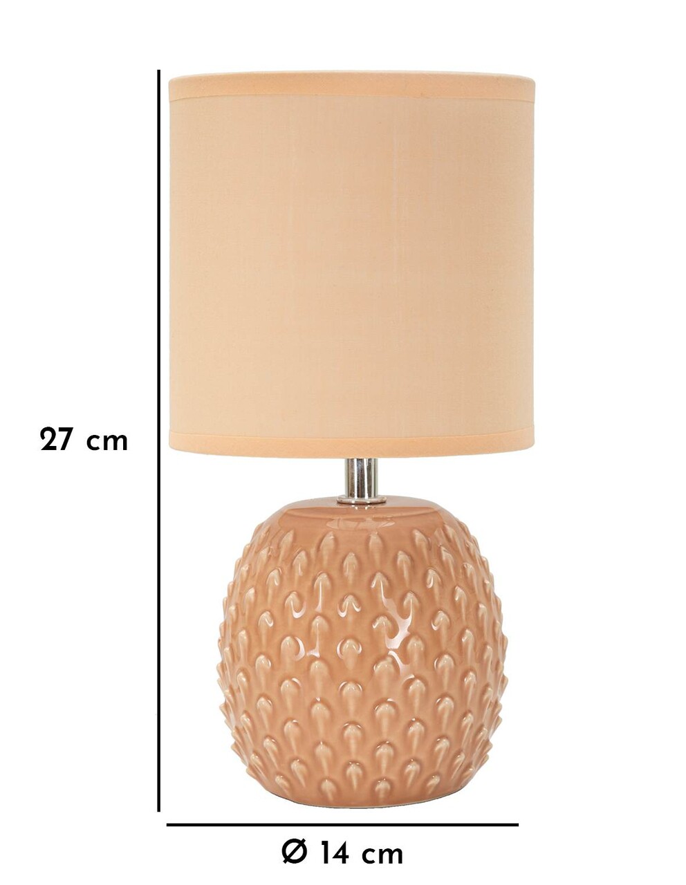 Lampa de masa Pontus, Mauro Ferretti, 1 x E14, 40W, 14x27 cm, ceramica/fier/textil, piersica