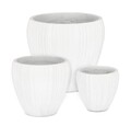 Set ghivece pentru exterior 3 piese Halong Round, Bizzotto, Ø55 x 50 cm, fibra de ciment si argila, alb