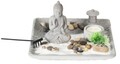 Suport pentru lumanare Buddha zen garden, 20.7x20.7x12.5 cm, ciment, gri