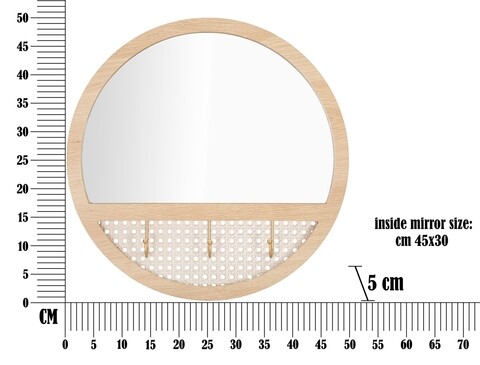 Oglinda de perete cu agatatori Fuji, Mauro Ferretti, Ø 50 cm, fier/MDF, multicolor