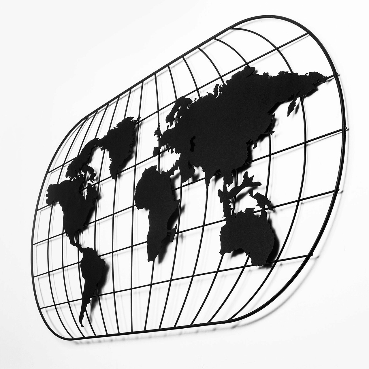 Decoratiune de perete, World Map 17, Metal, Dimensiune: 120 x 60 cm, Negru - 2 | YEO