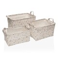 Set 3 cosuri pentru depozitare Lili Flowers, Versa, 35 x 25 x 22 cm, poliester