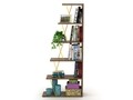 Biblioteca Rafevi Tars, 65 x 22 x 146 cm, PAL/metal, walnut/galben