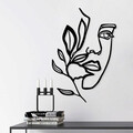 Decoratiune de perete, Woman Face Behind The Branch, Metal, Dimensiune: 46 x 56 cm, Negru