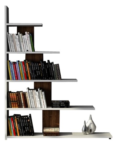 Biblioteca Reward, Moblert, 120x20x120 cm, alb/maro