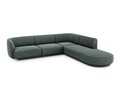 Coltar dreapta 6 locuri, Miley, Micadoni Home, BL, forma rotunjita, 258x248x74 cm, poliester chenille, albastru petrol