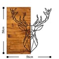 Decoratiune de perete, Deer1, 50% lemn/50% metal, Dimensiune: 56 x 58 cm, Nuc / Negru