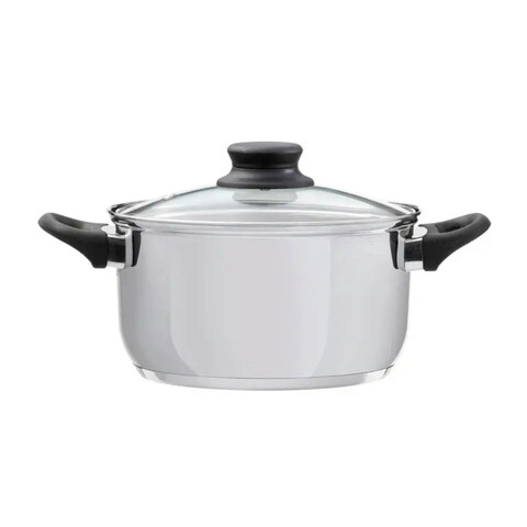 Oala cu capac Lima, Domotti, Ø24 cm, 7.6 L, inox/sticla, argintiu