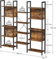 Biblioteca, Vasagle, 158 x 24 x 166 cm, PAL/otel, maro rustic