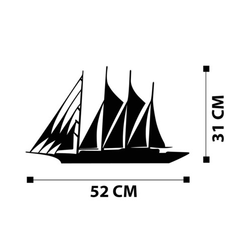 Decoratiune de perete, Sail, Metal, Dimensiune: 22 x 5 x 35 cm, Negru