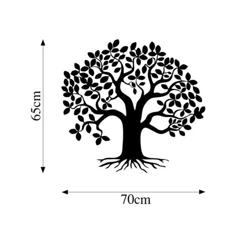 Decoratiune de perete, Monumental Tree 9, Metal, Dimensiune: 70 x 65 cm, Negru