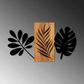 Decoratiune de perete, Leaves 3, 50% lemn/50% metal, 103 x 58 cm, Nuc / Negru