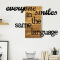 Decoratiune de perete, Everyone Smiles in The Same Language, Metal/lemn, 95 x 58 cm, Nuc / Negru