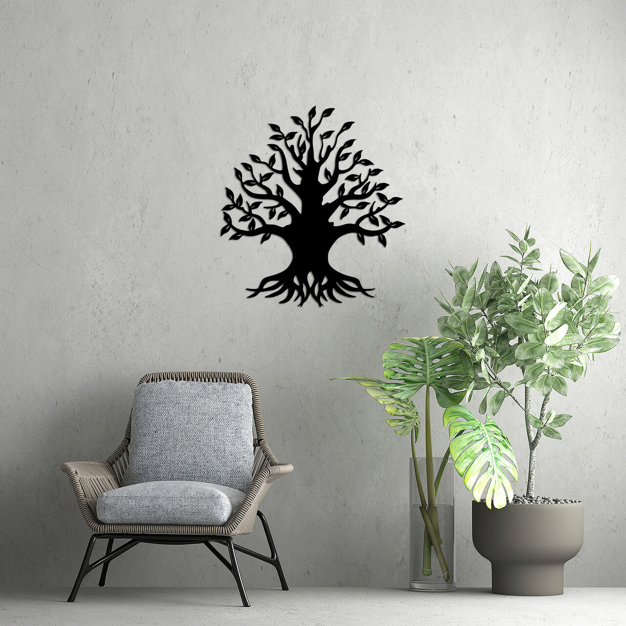 Decoratiune de perete, Monumental Tree 3, Metal, Dimensiune: 70 x 76 cm, Negru - 2 | YEO